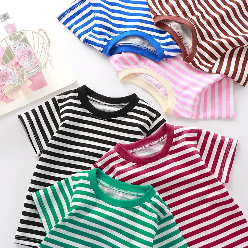 Stripe Basic Cotton T Shirt