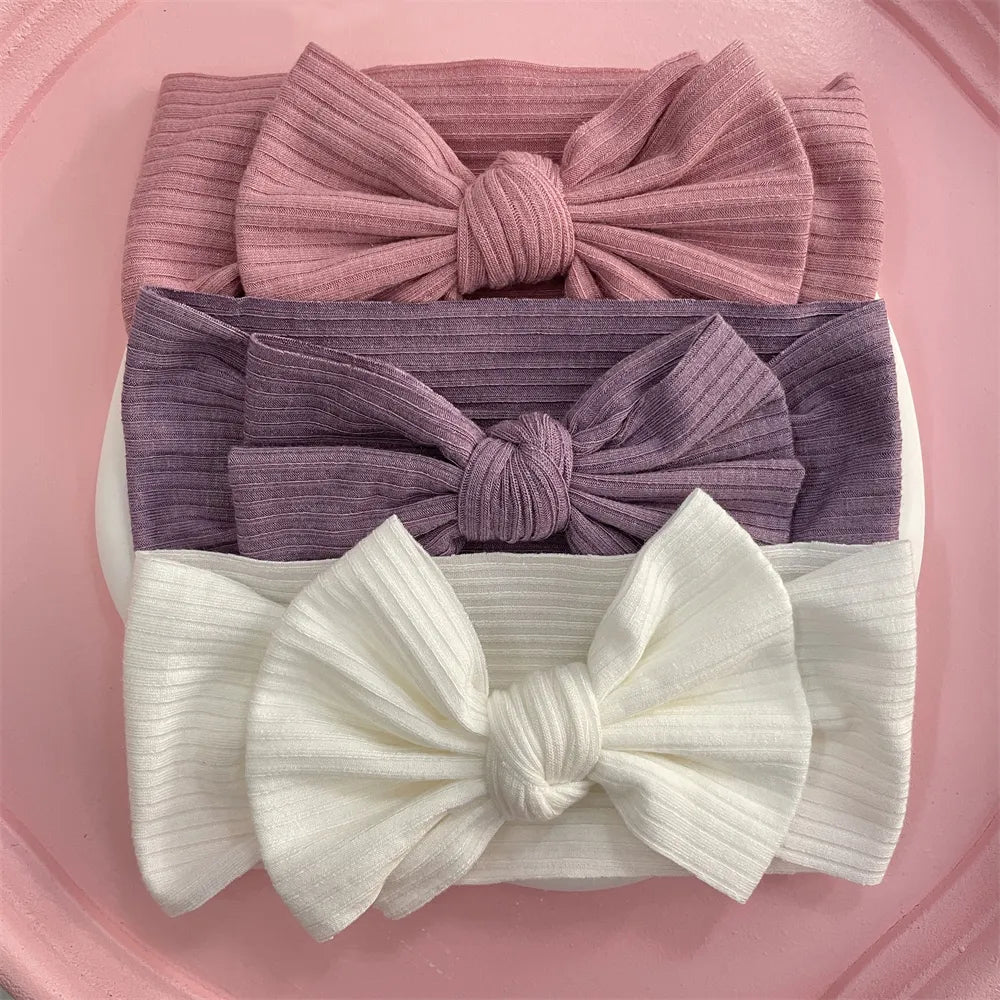 Ribbed Bow Elastic Soft Headband