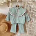 Corduroy Color block Pants Set