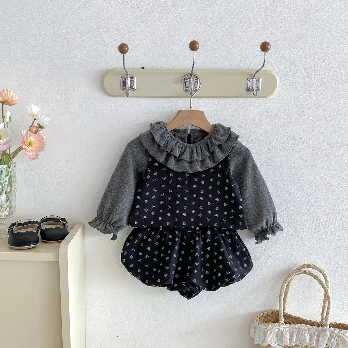 Leafy Doll Ruffled Set. 3Pcs