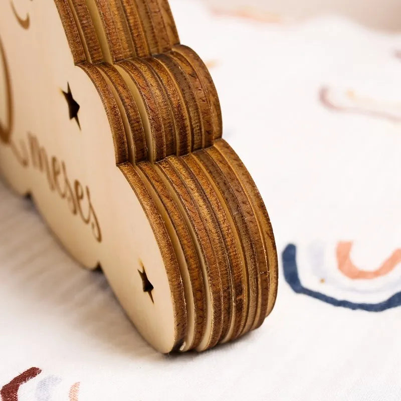 Spanish English Wooden Baby Milestone Card For Newborns