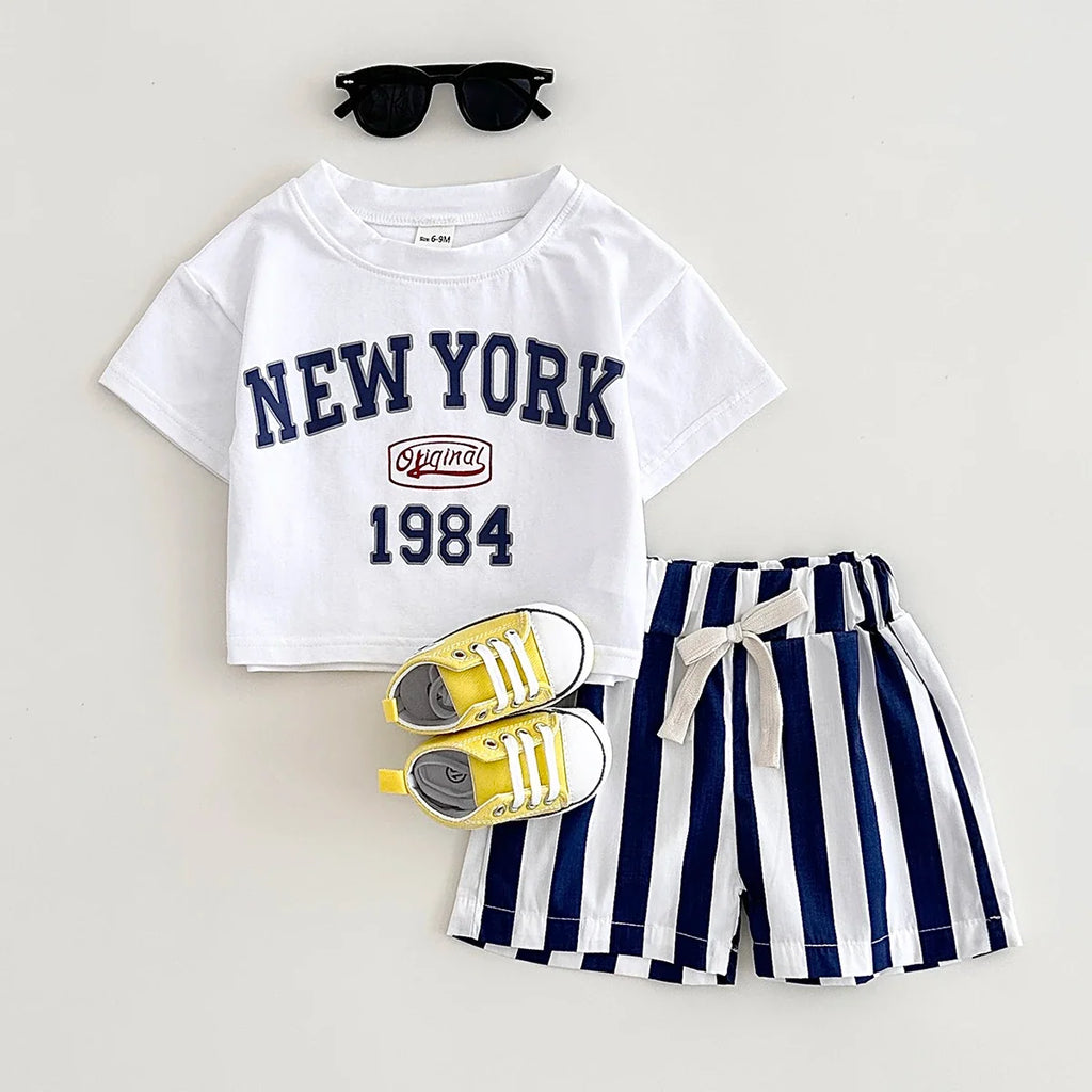 New York Striped Shorts Set