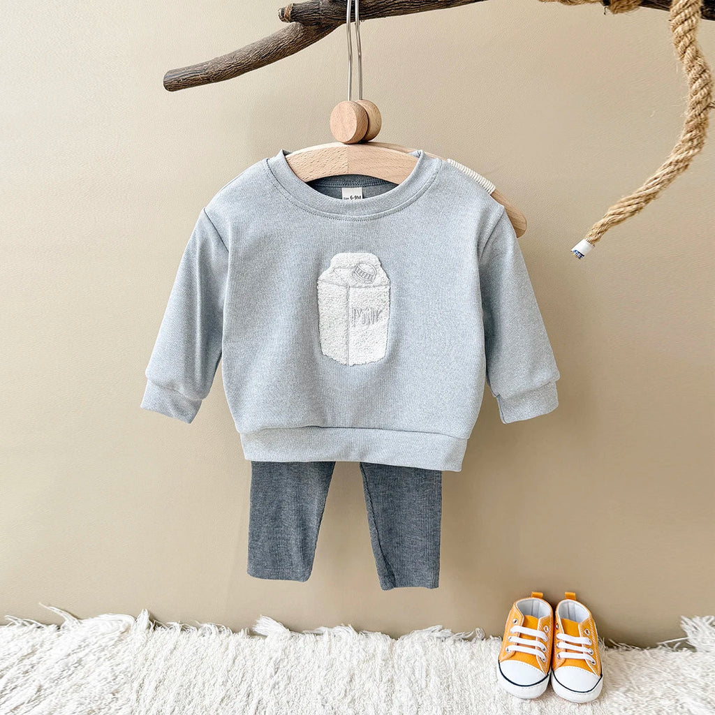Milk Carton Embroidery Sweater Set