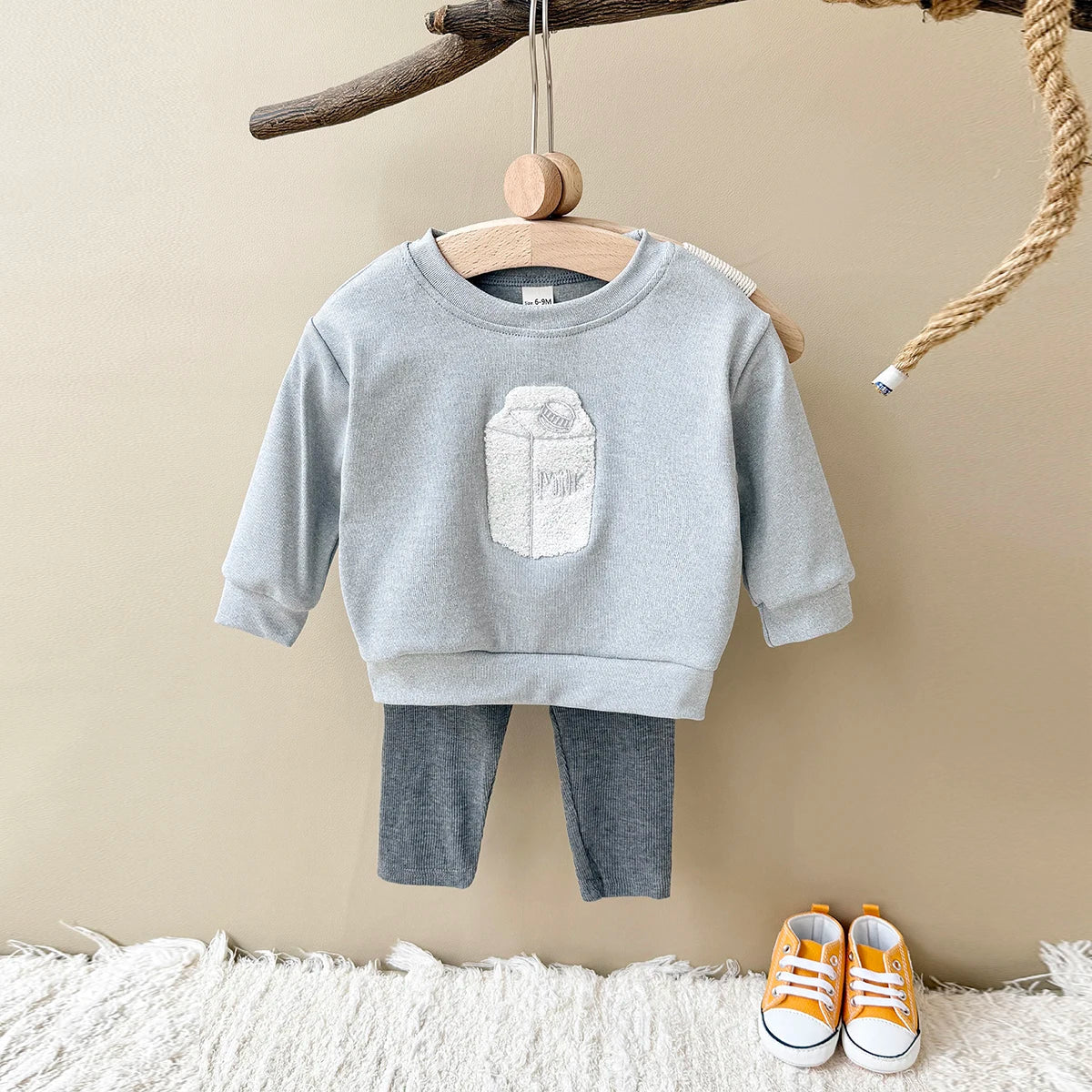 Milk Carton Embroidery Sweater Set