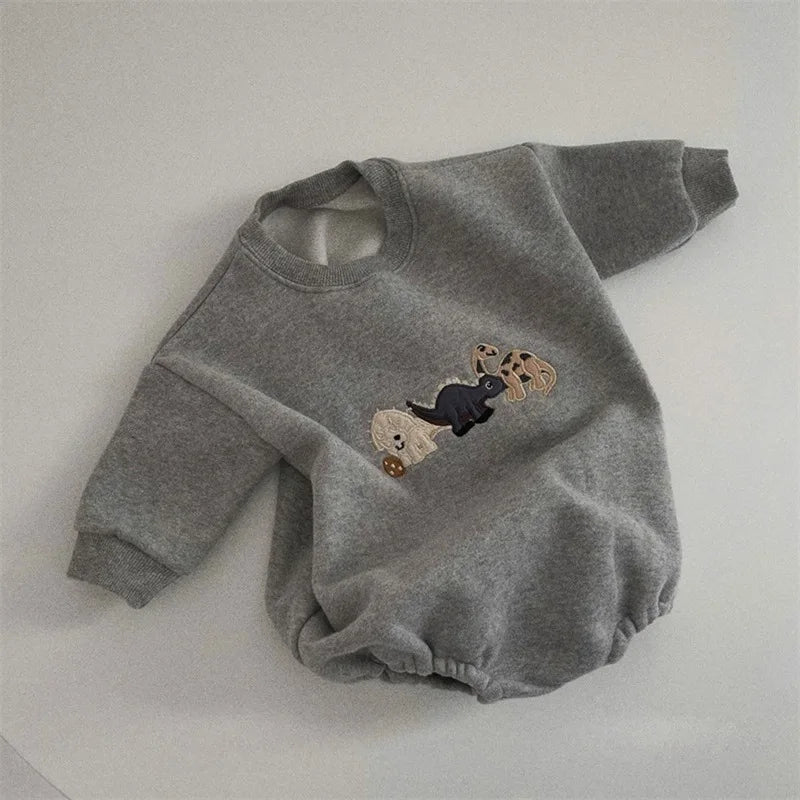 Dinosaur Embroidery Sweater Bodysuit