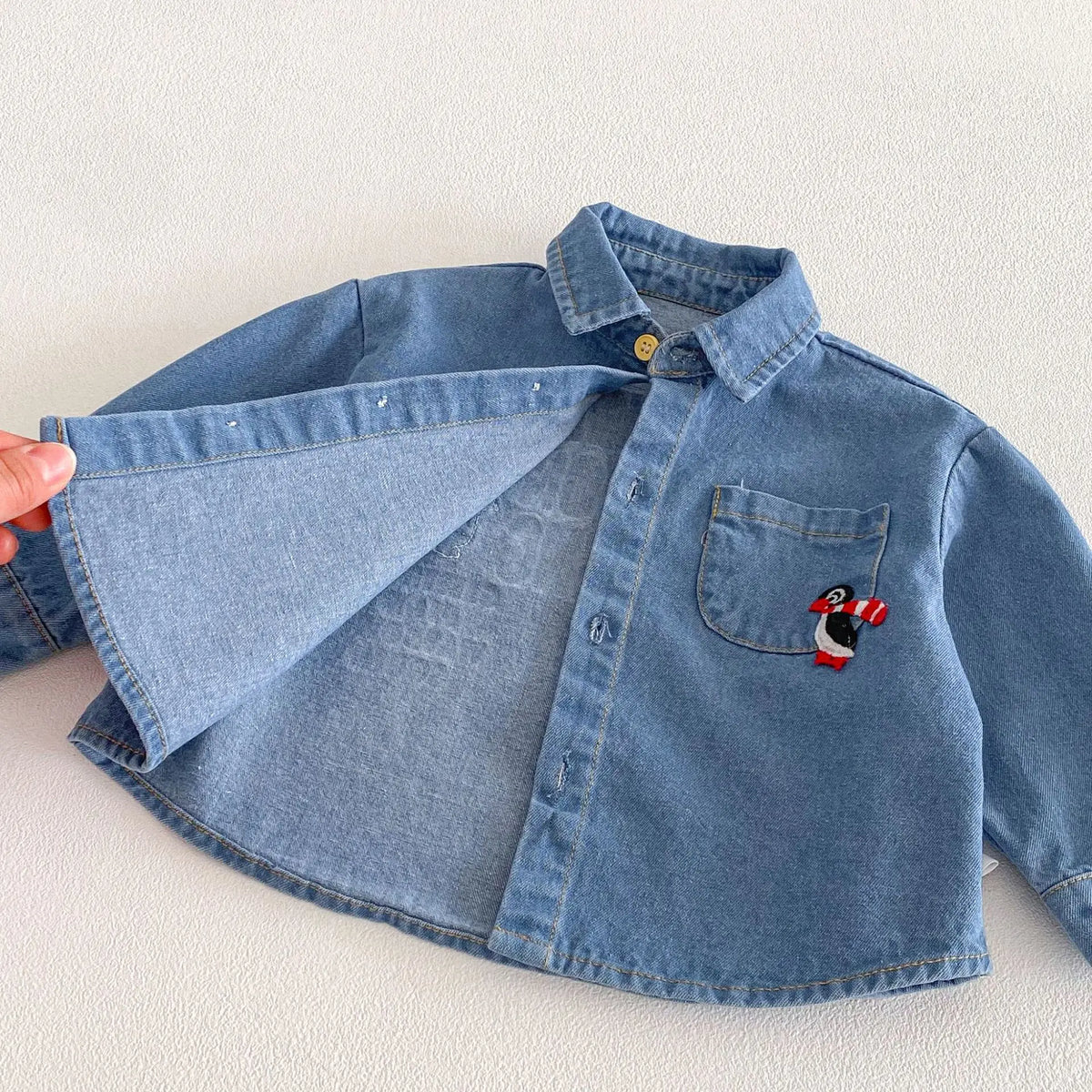 Embroidered Button Up Denim Shirt