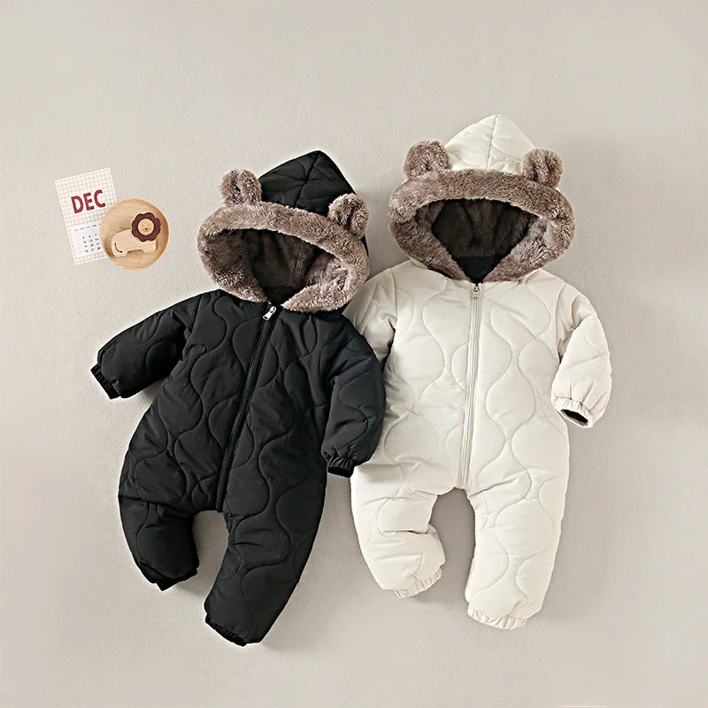 Winter baby fur lining  jumpsuit