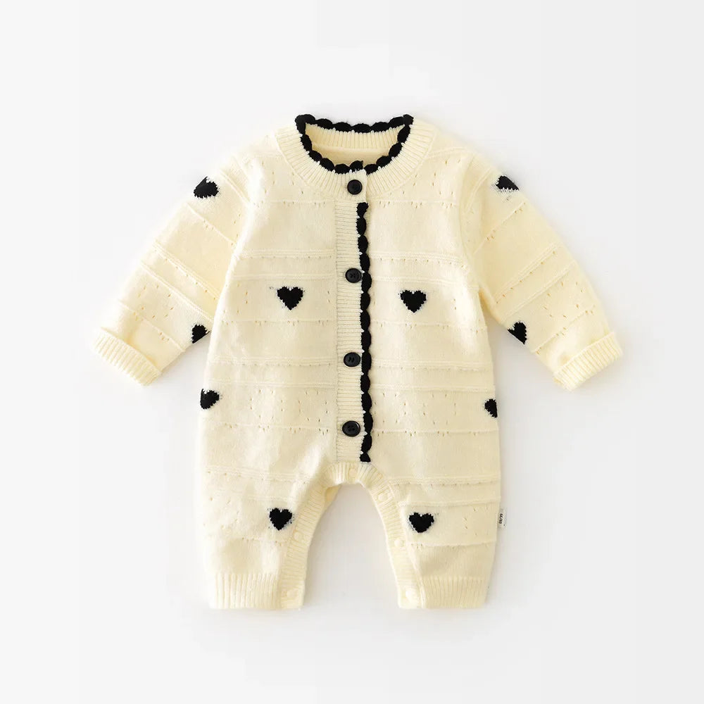 Heart Print Knit Jumpsuit