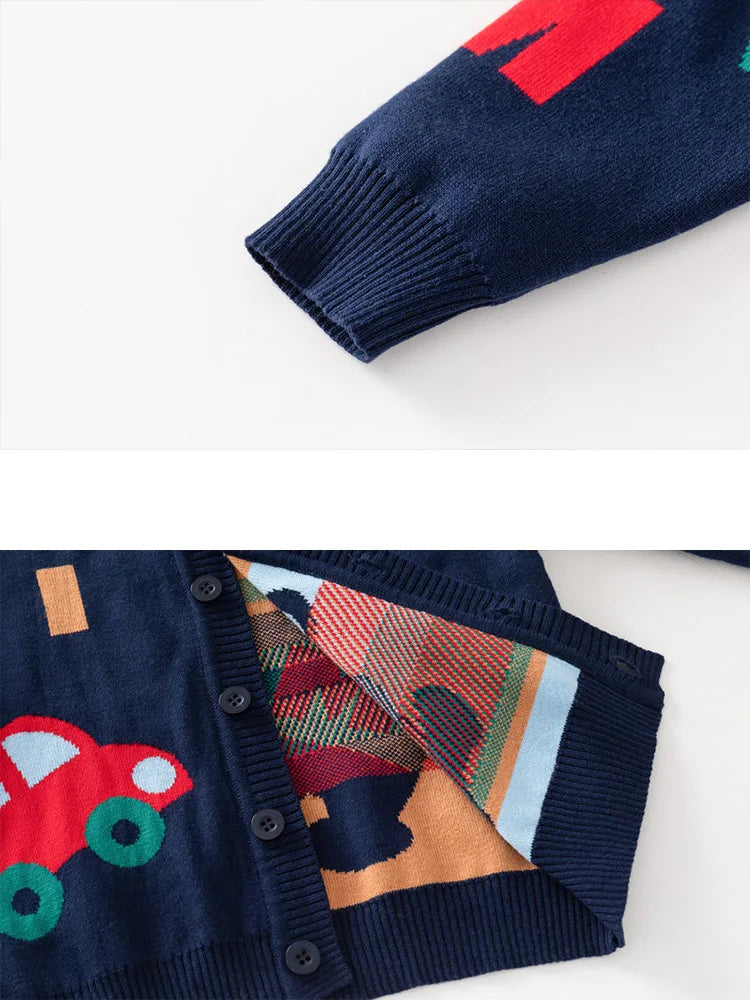 Teddy Bear Letter Knitted Cardigan