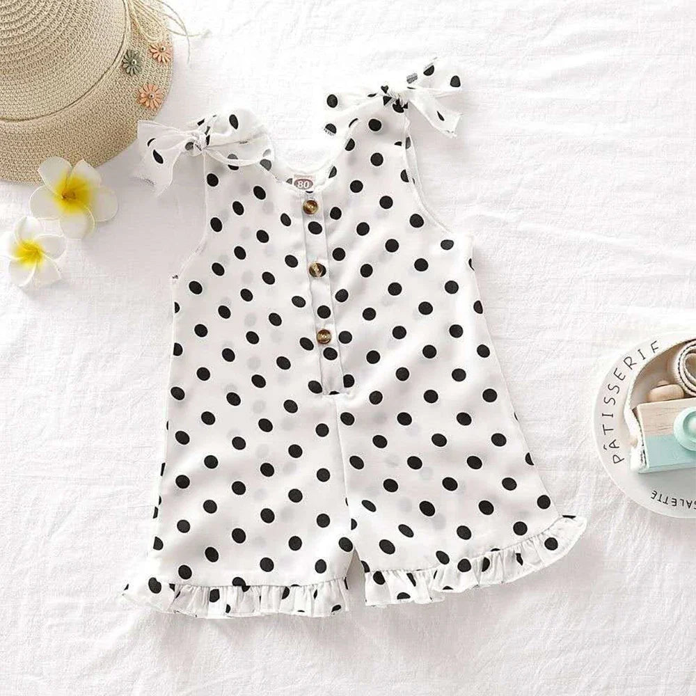 Polka Dot Tie Shoulder Romper