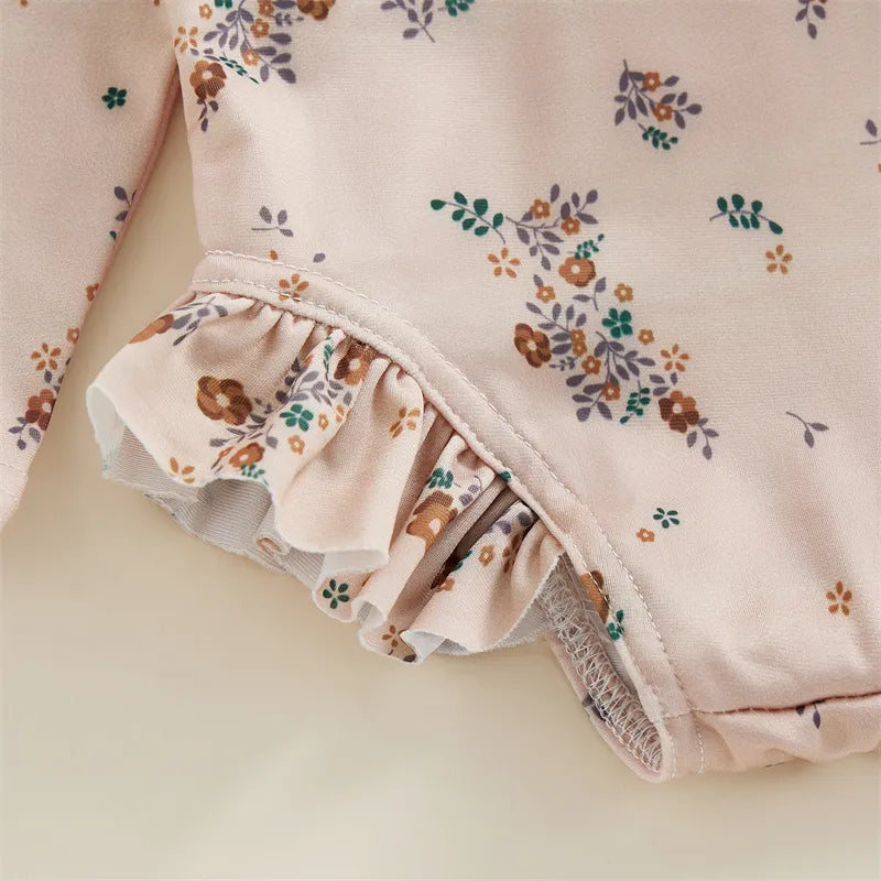 Baby Girl Floral Print Backless Bathing Suit