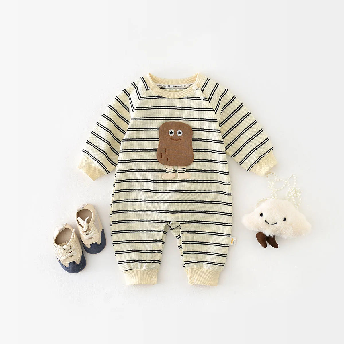 Spring Striped Cartoon Baby Onesie
