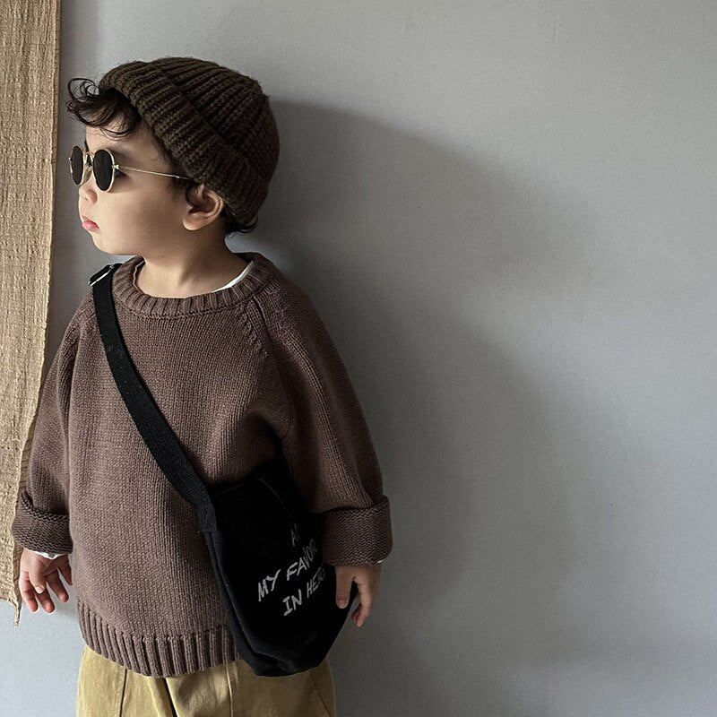 Solid Cotton Round Neck Sweater