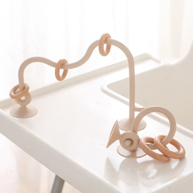 Montessori Wood Ring Soft Silicone Teether Toys