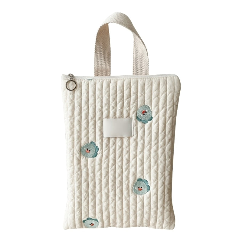 Quilted Embroidered Diaper travel Bag