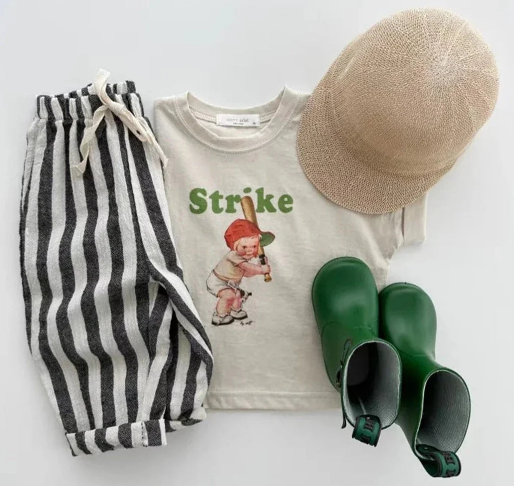 Cotton Linen Striped Pants