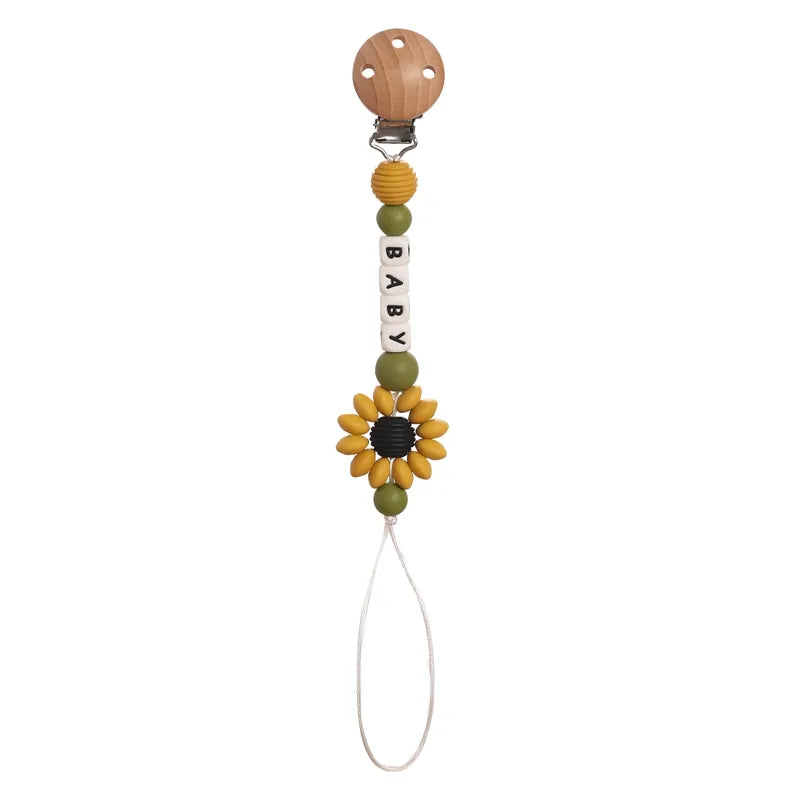 Floral Wooden Clip Pacifier Holder