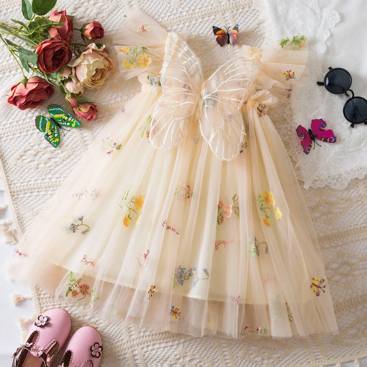 Floral Butterfly Tulle Dress