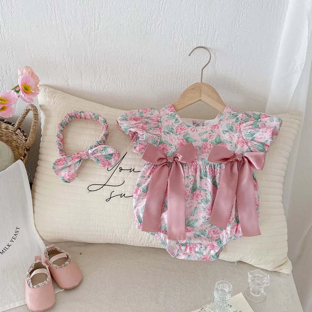 Floral Puff Sleeve Romper Set