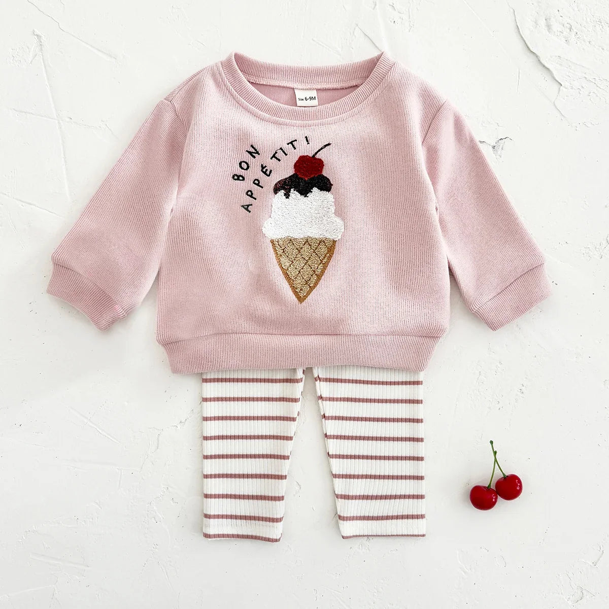 Cherry Ice Cream Stripe Set
