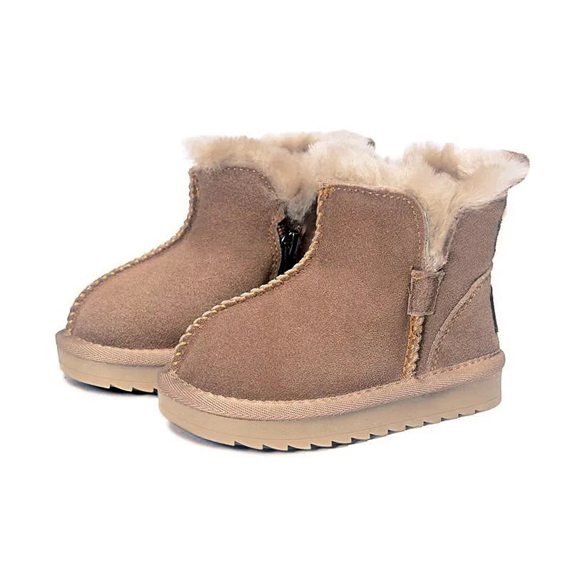 Girls Fur Lining Zip Up Snow Boots