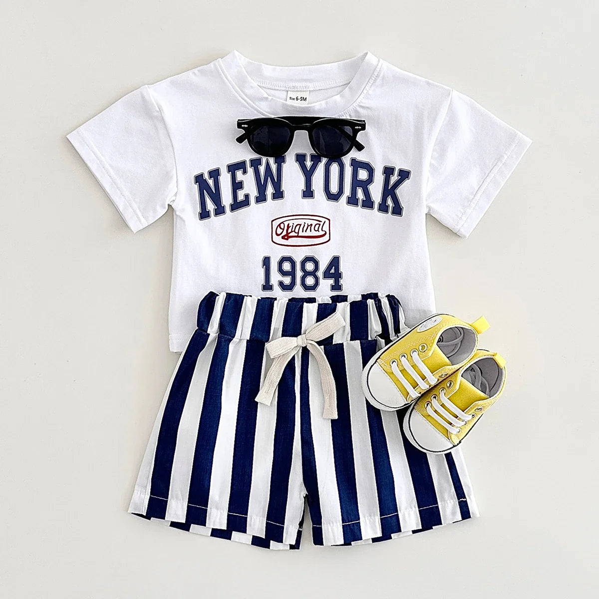 New York Striped Shorts Set