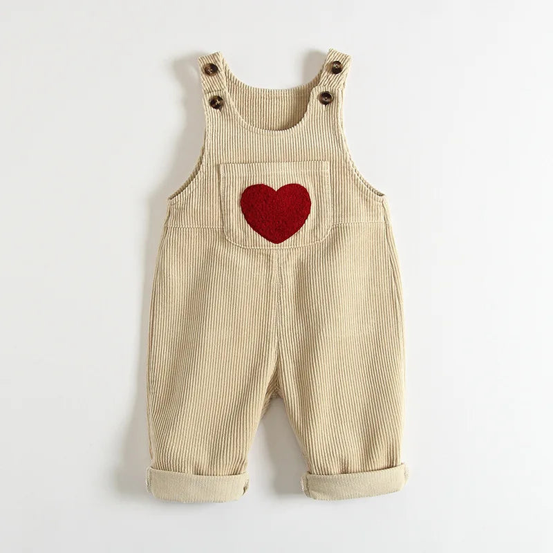 Corduroy Heart Print Jumpsuit