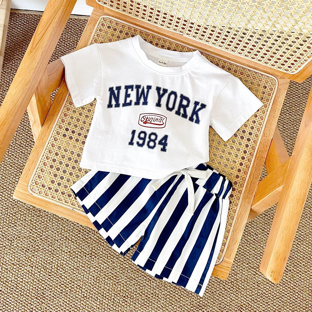 New York Striped Shorts Set