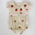 Strawberry Embroidered Collar Romper