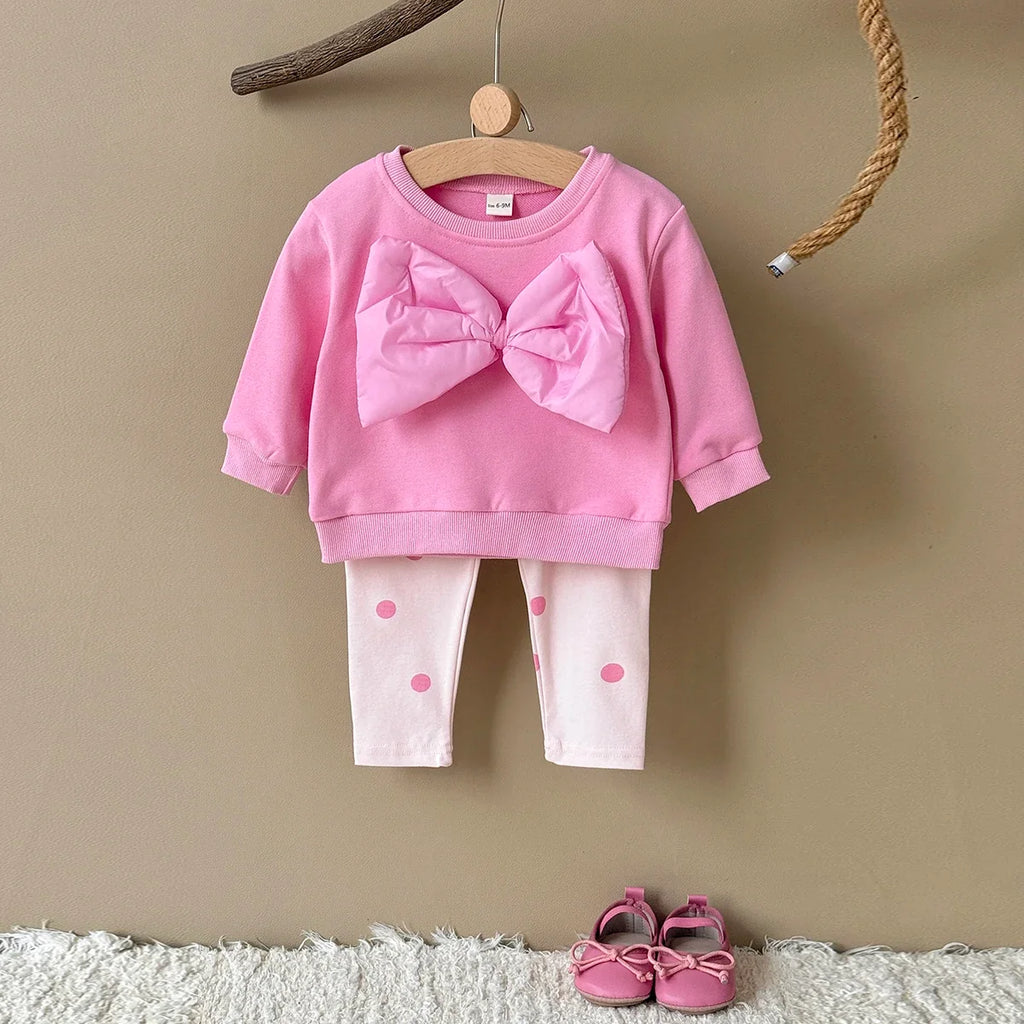 Puffy Bow Polka Dot Set