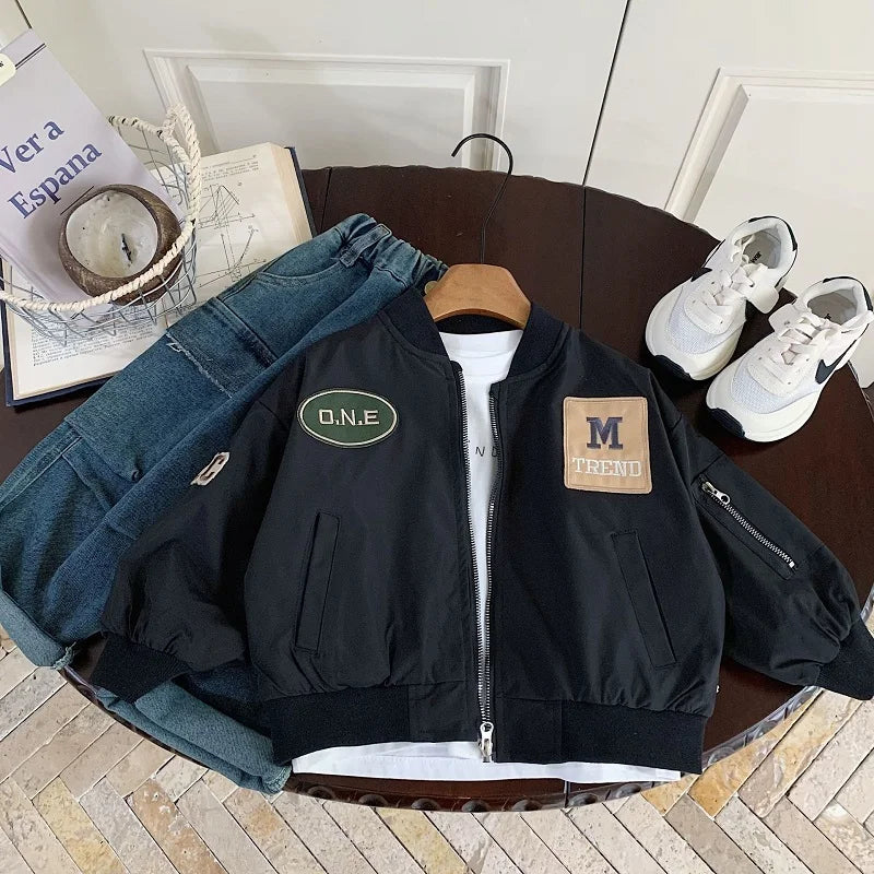 Retro Waterproof Zip Varsity Jacket