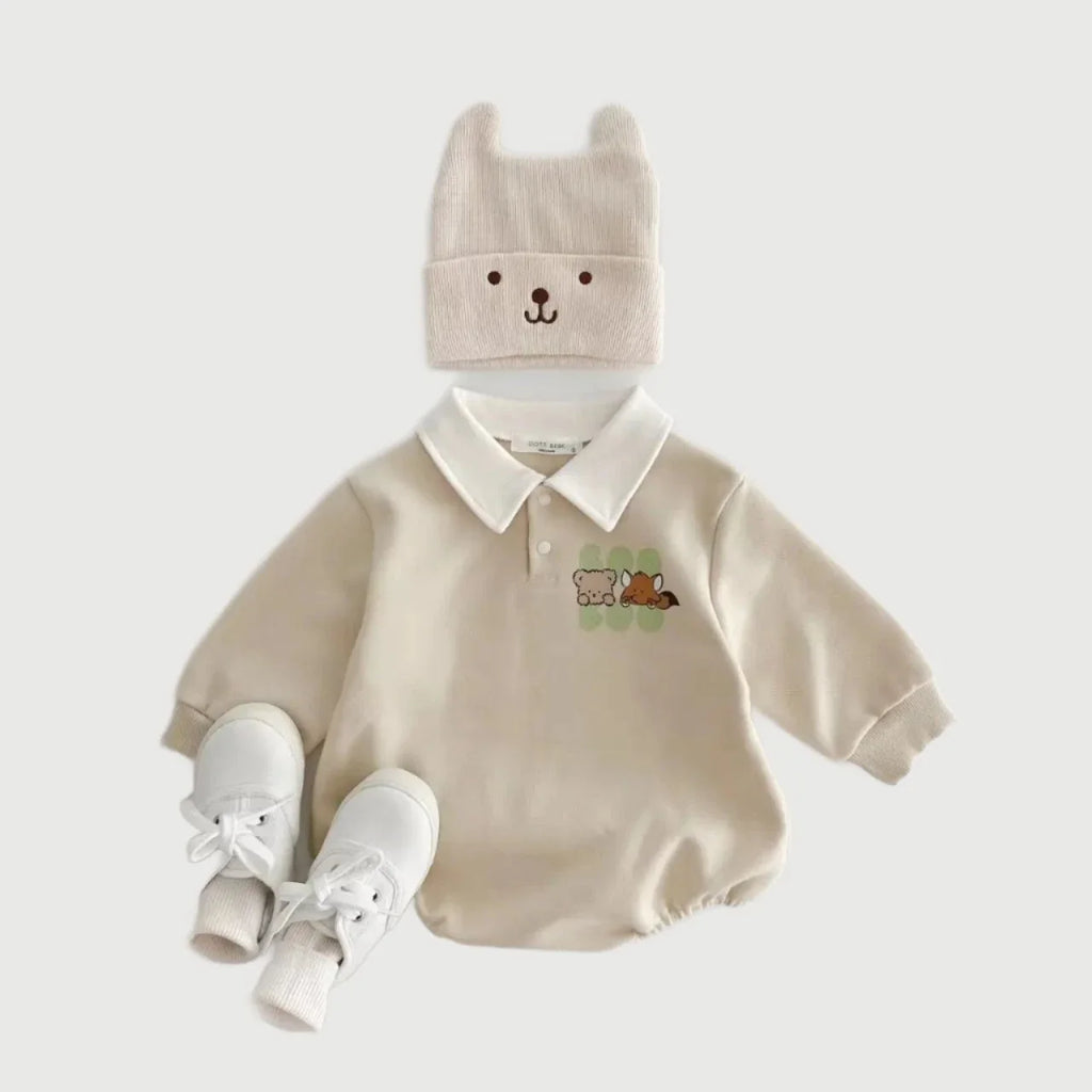 Long Sleeve Turn-Down Collar Bodysuit