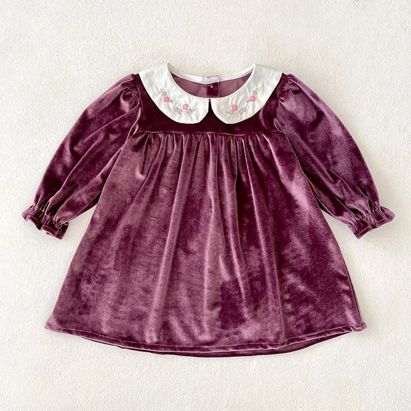 Doll Collar Velvet Dress
