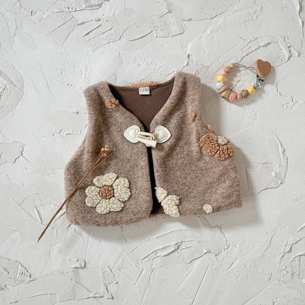 Plush Flower Embroidered Vest