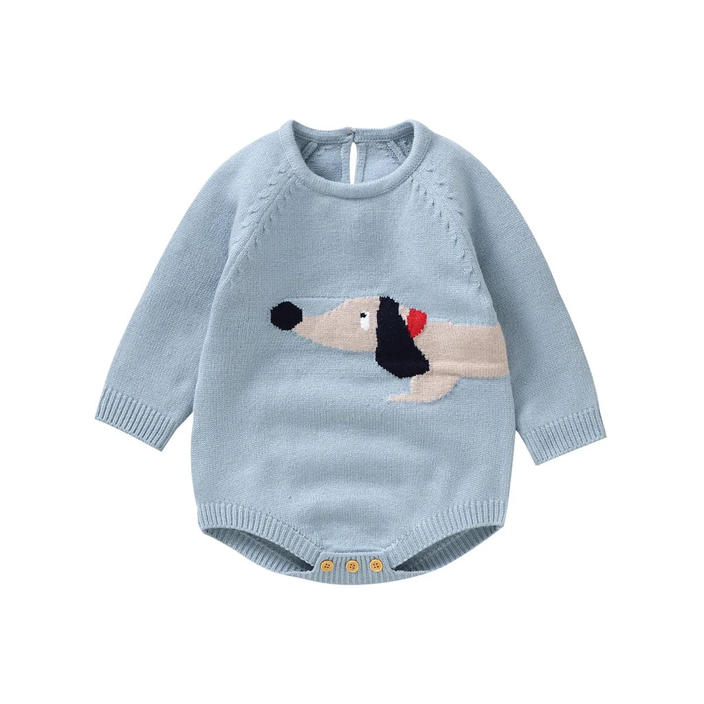 Newborn Dog Design Knitted Bodysuit