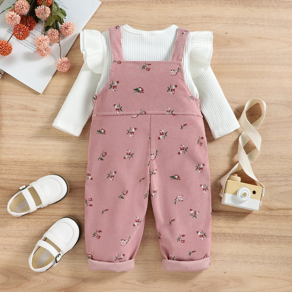 Floral Print Suspender Jumpsuit Set
