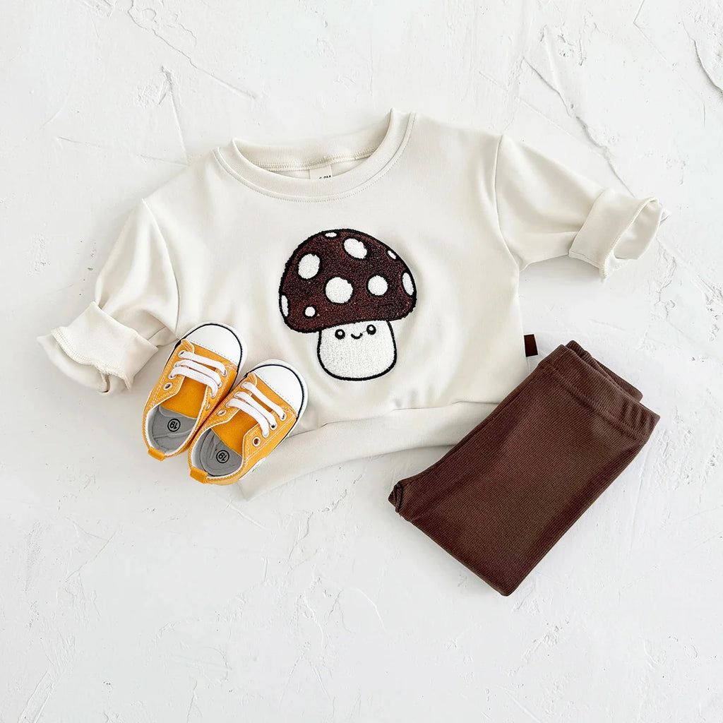 Mushroom Embroidery Pants Set