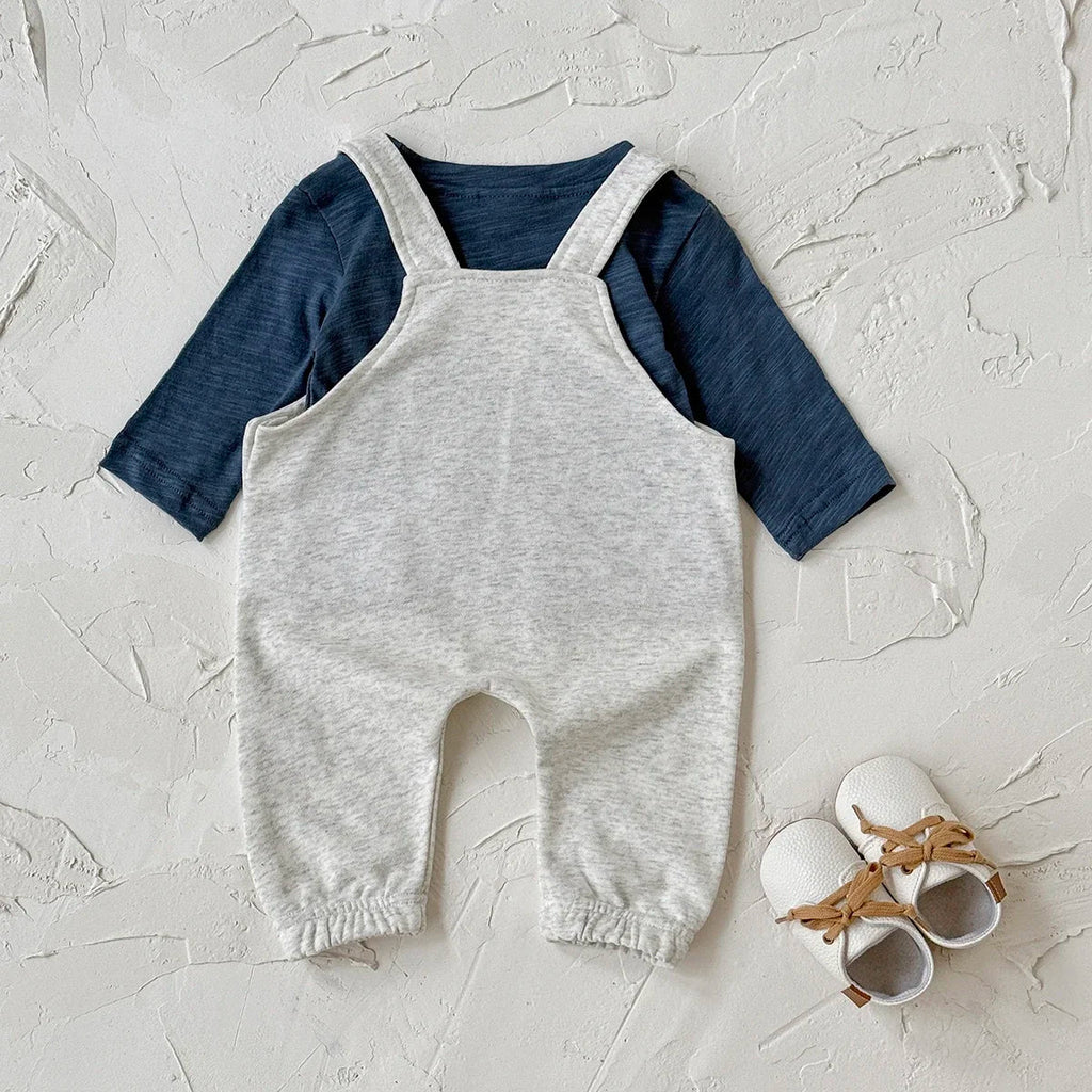 Embroidered Dinosaur Suspender Jumpsuit