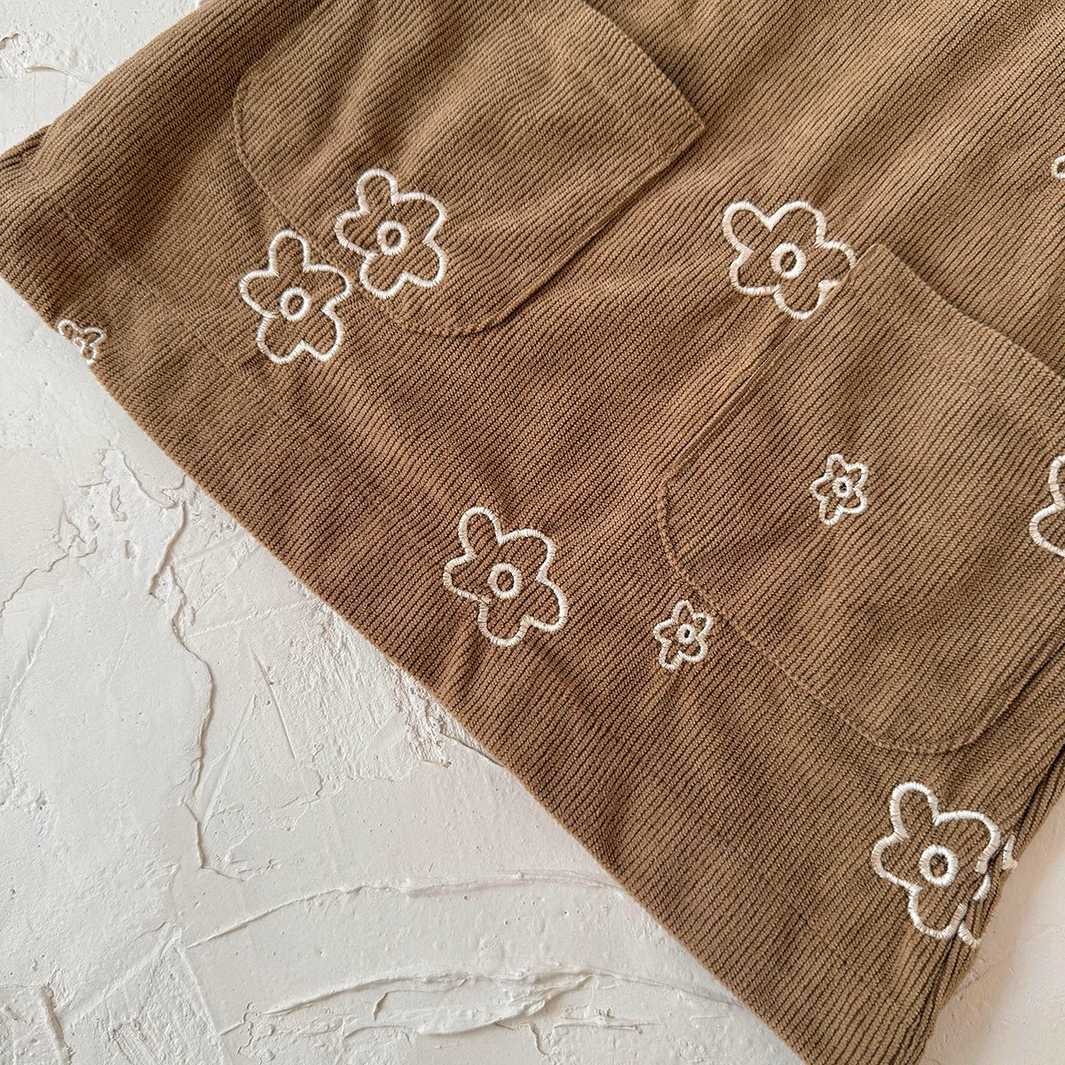 Flower Embroidered Pocket Dress