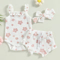 Newborn Flower Romper Set. 3 Pcs