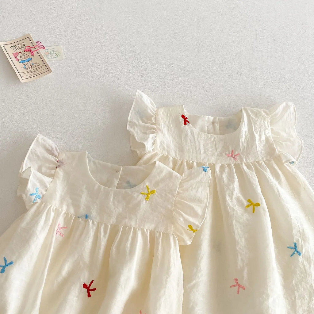 Ribbon Fly Sleeve Sister Outfits