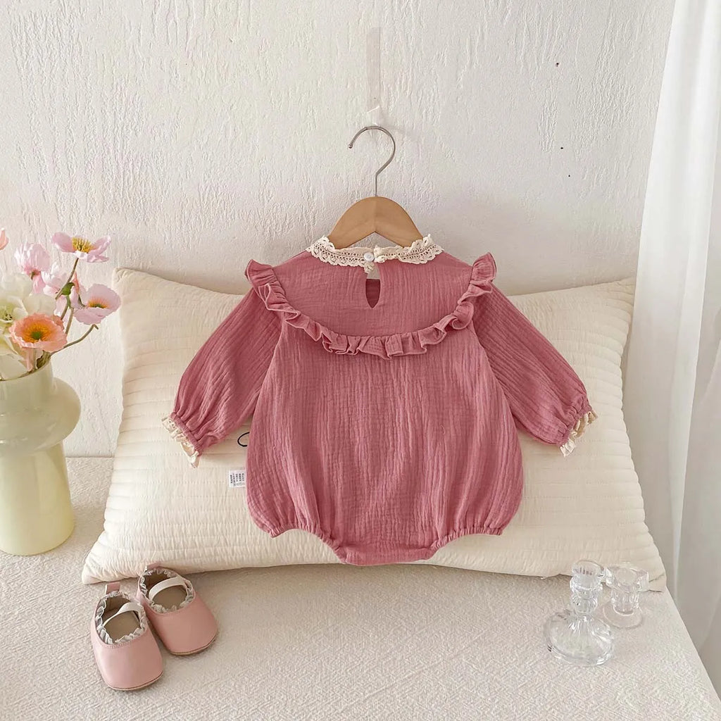 Pink Lace Collar Romper