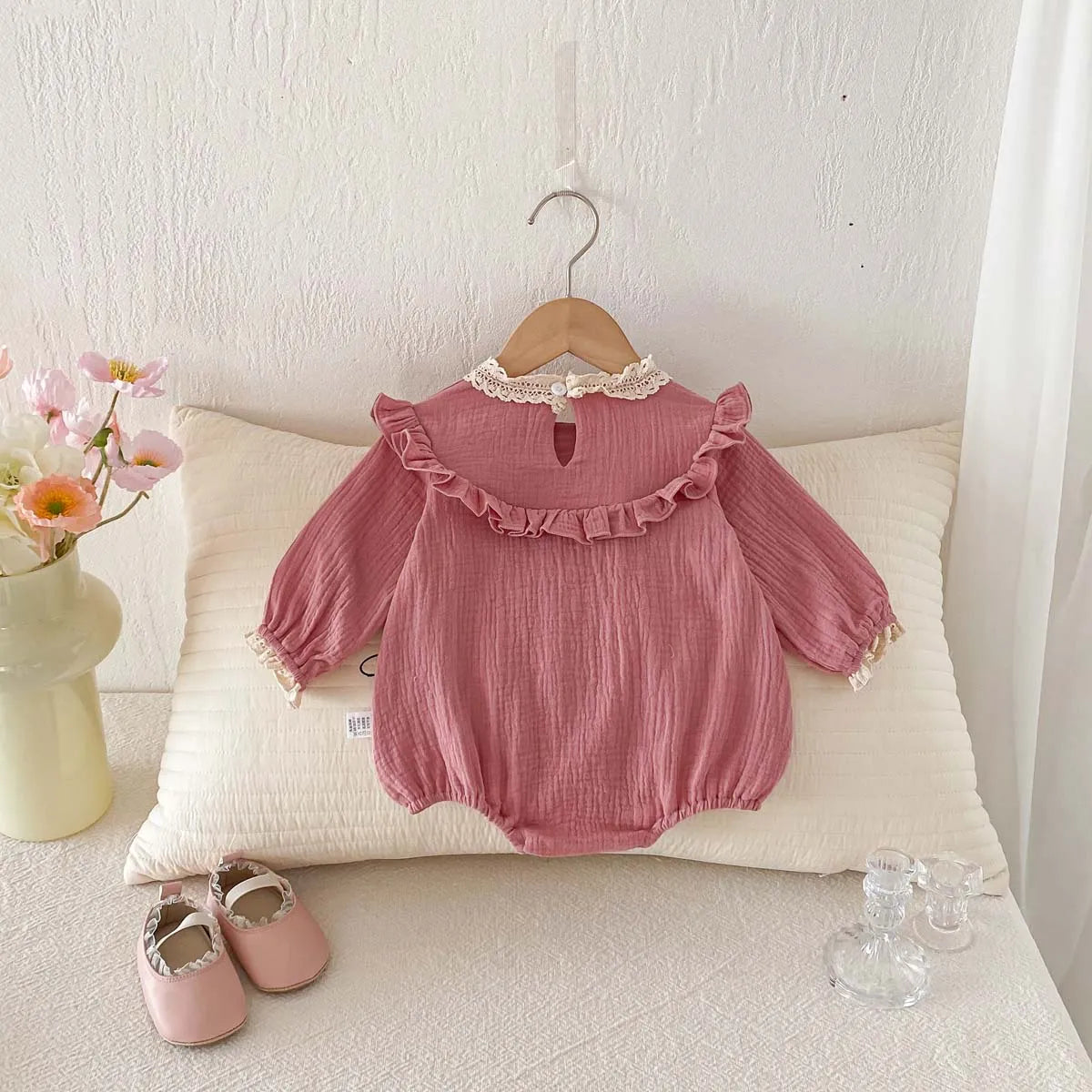 Pink Lace Collar Romper