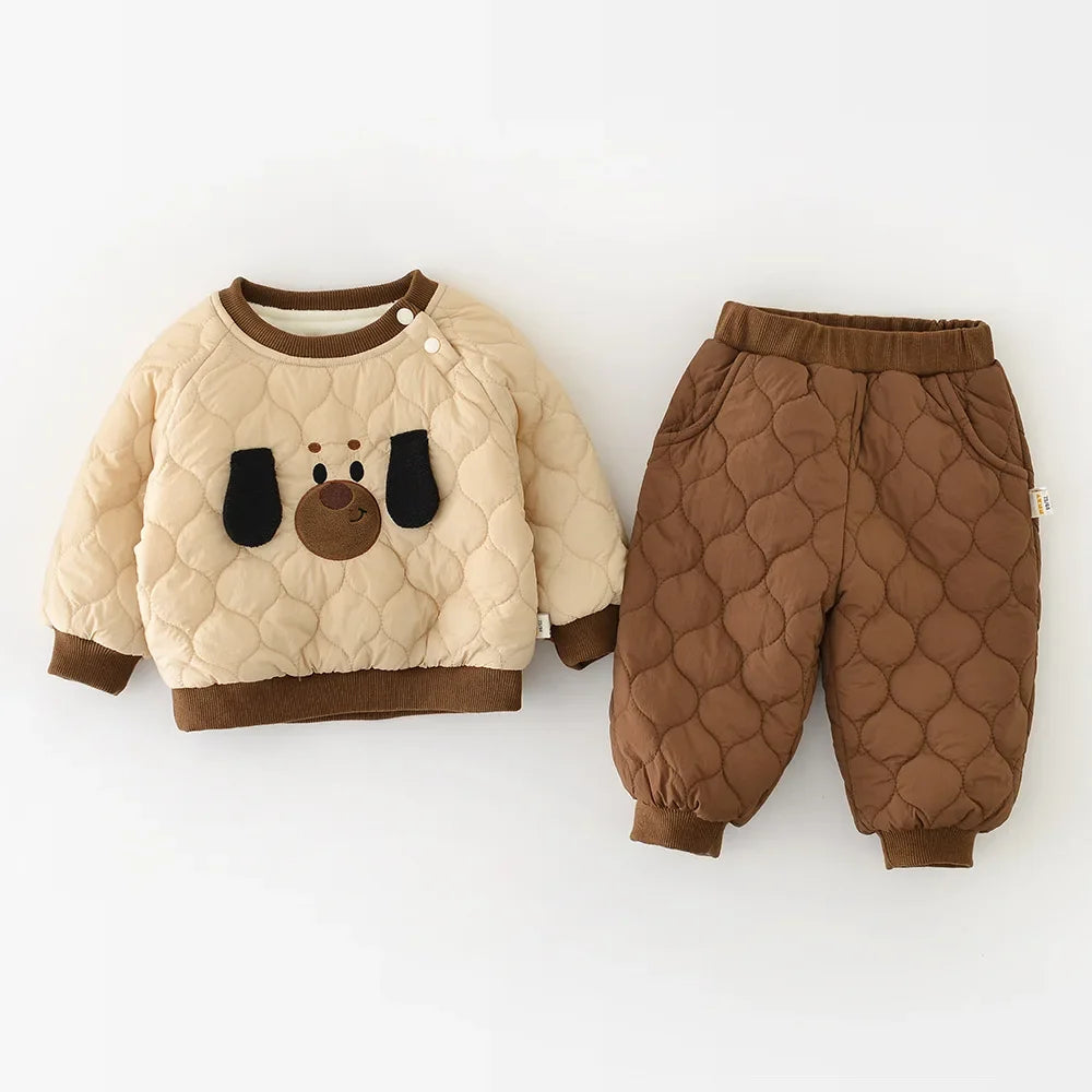 Cartoon Dog Padded  Pants Set