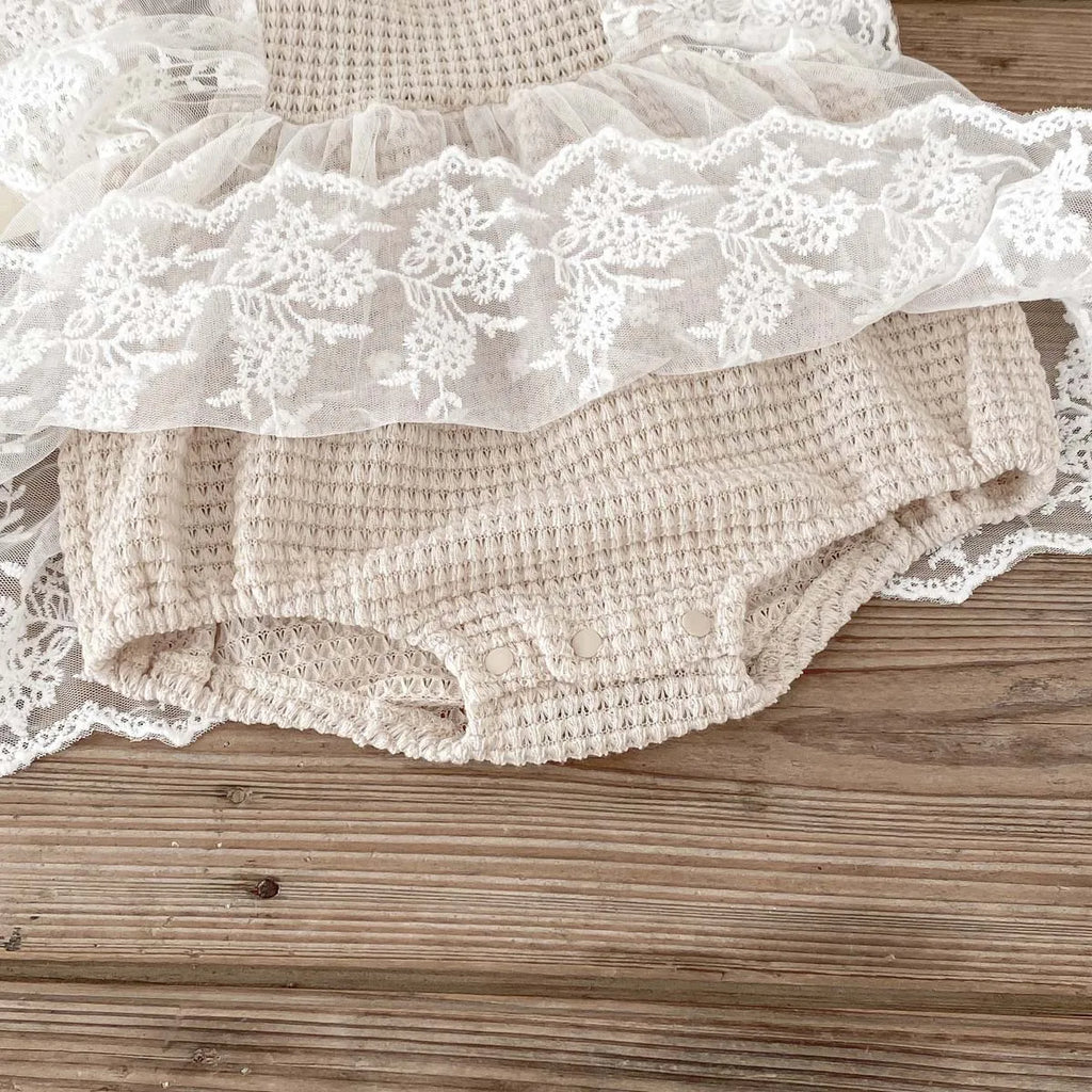 Lace Waffle Bodysuit Dress