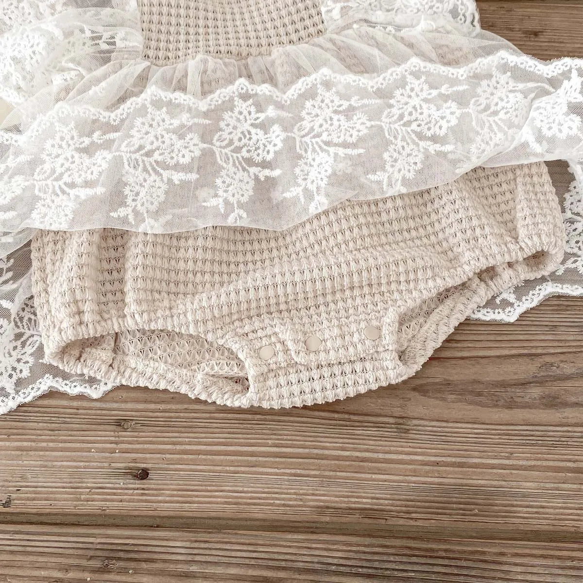 Lace Waffle Bodysuit Dress
