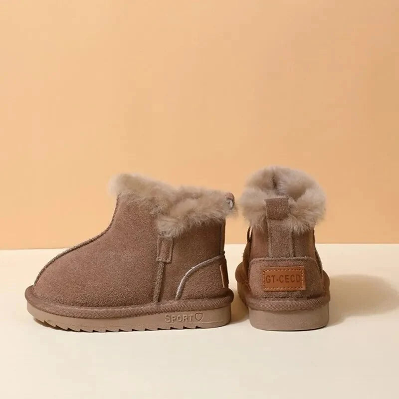 Girls Fur Lining Zip Up Snow Boots