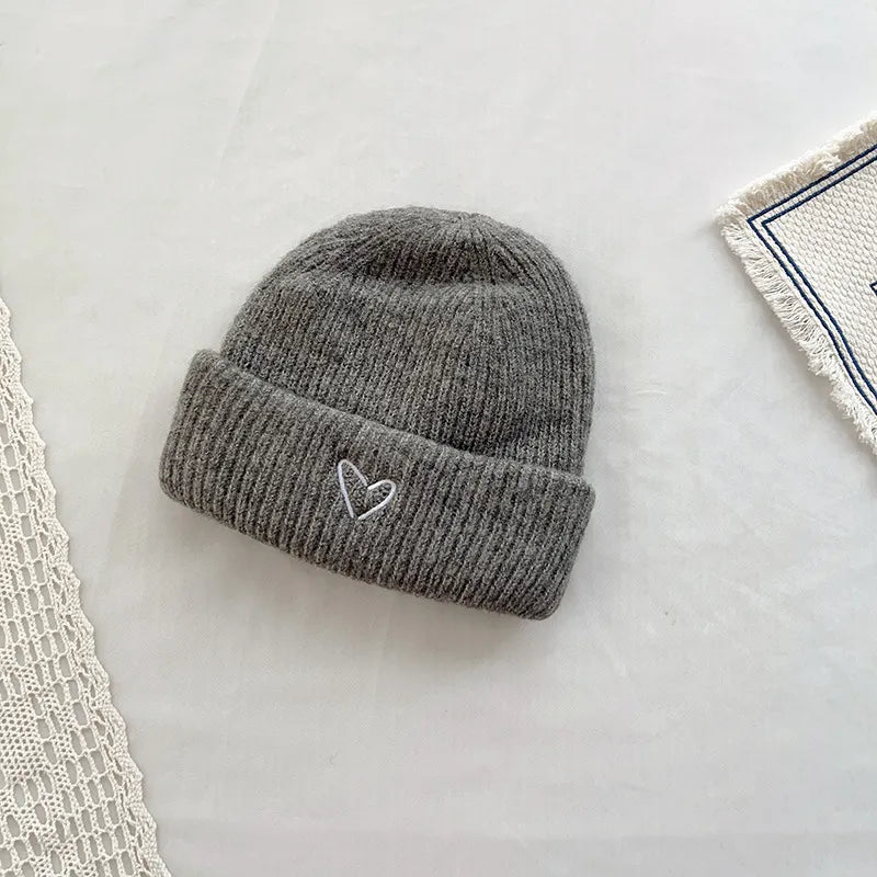 Heart Embroidered Baby Beanie Cap