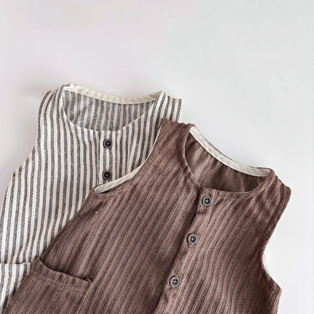 Striped Sleeveless Short Jumpsuit