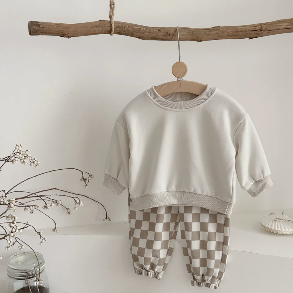Checkered Pants Sweater Set